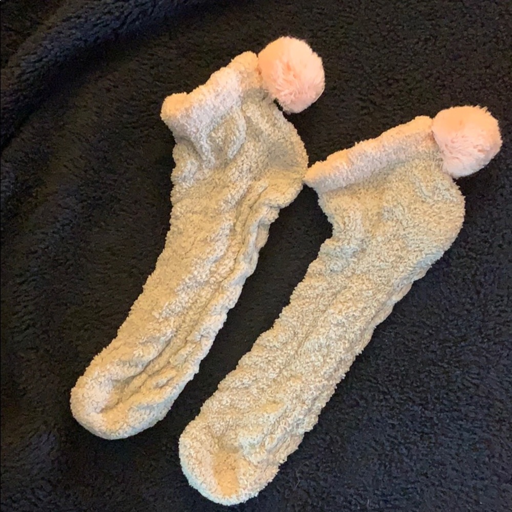 Comfy fuzzy slipper style socks.